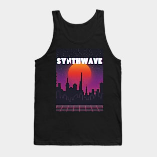 Synthwave Retro City Night Design Tank Top